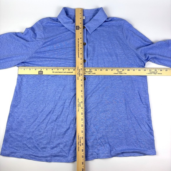 J Jill Love Linen Button Front Shirt Womens XL Blue Long Sleeve Boxy Minimalist - Picture 3 of 15